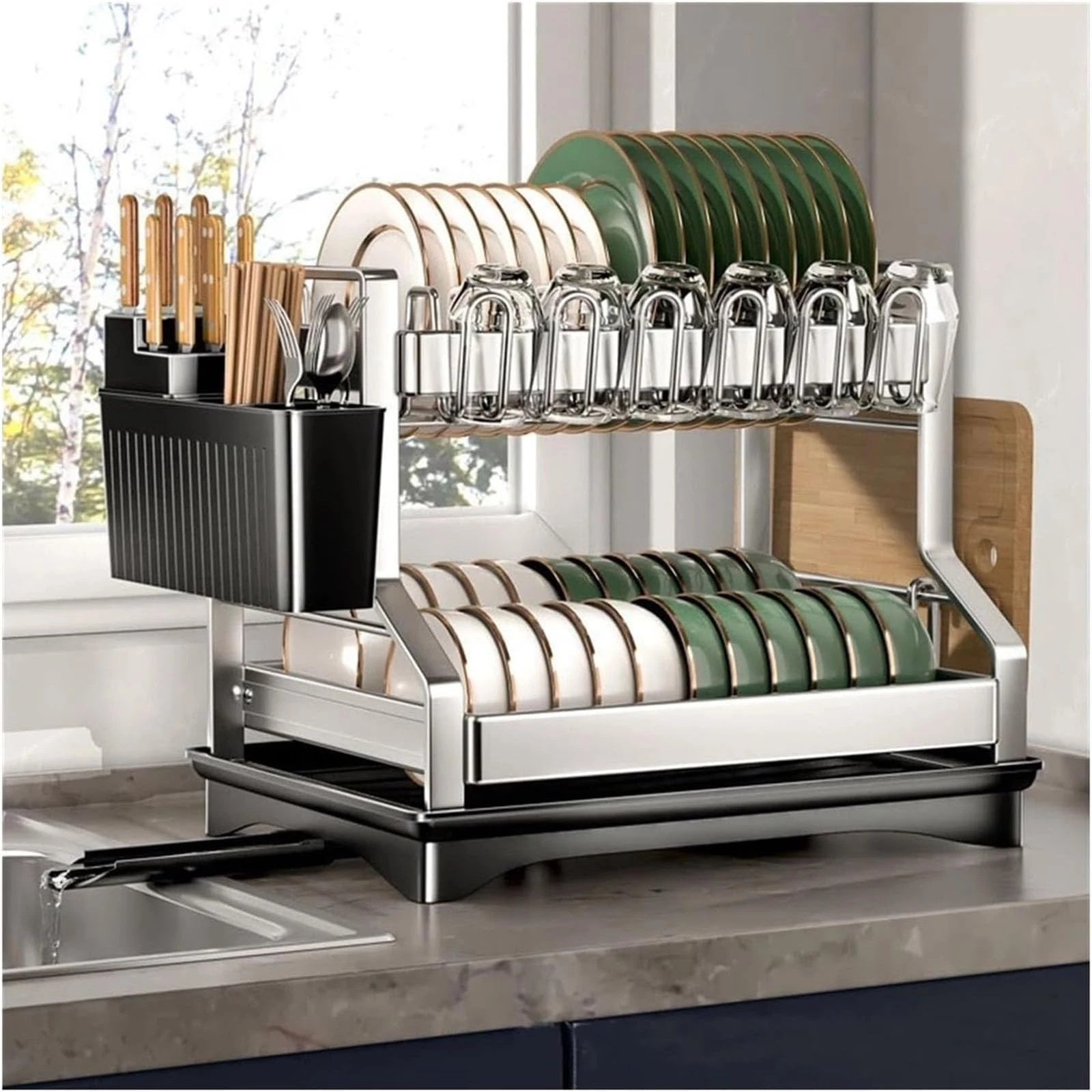 Dish Drying Rack with Drip Tray