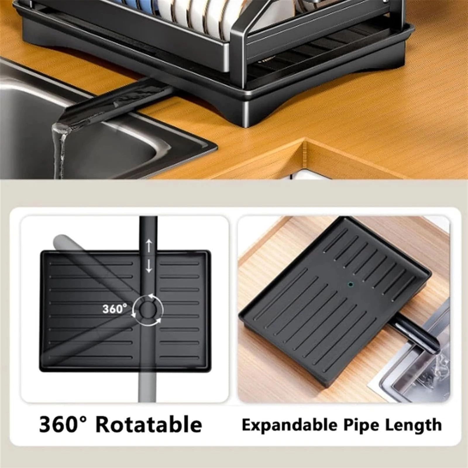 Dish Drying Rack with Drip Tray