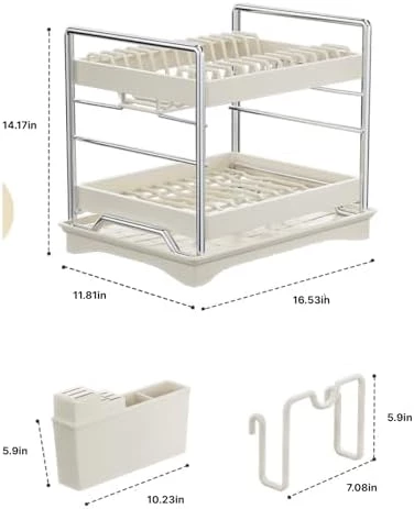 2 Tier Stainless Steel Dish Drying Rack