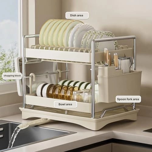 2 Tier Stainless Steel Dish Drying Rack