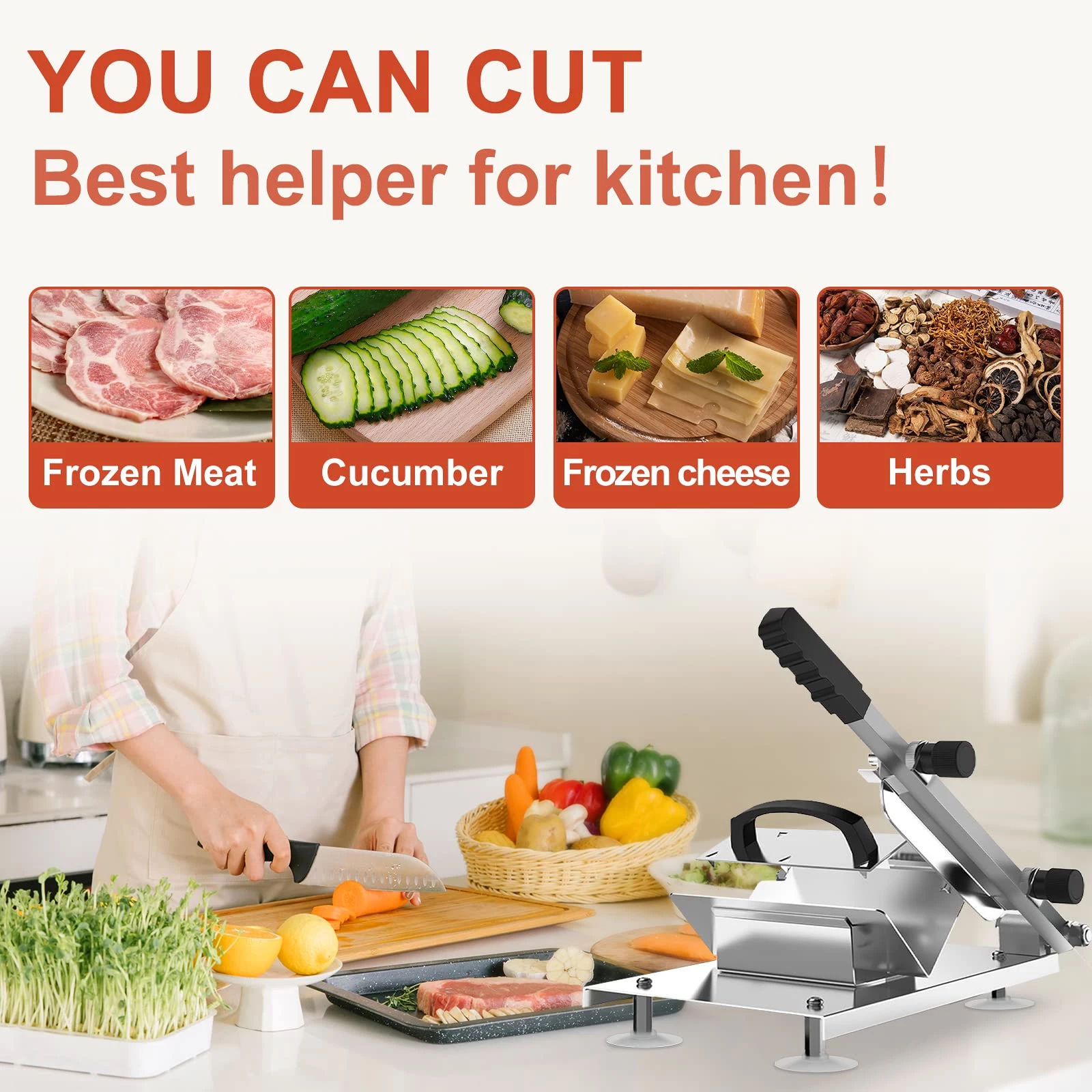 304 stainless steel manual frozen meat slicer