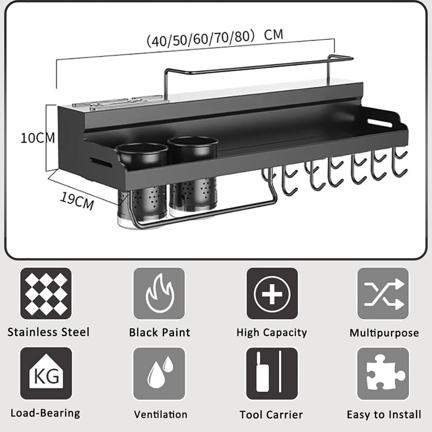 Wall-mounted stainless steel double-layer multifunctional kitchen spice rack