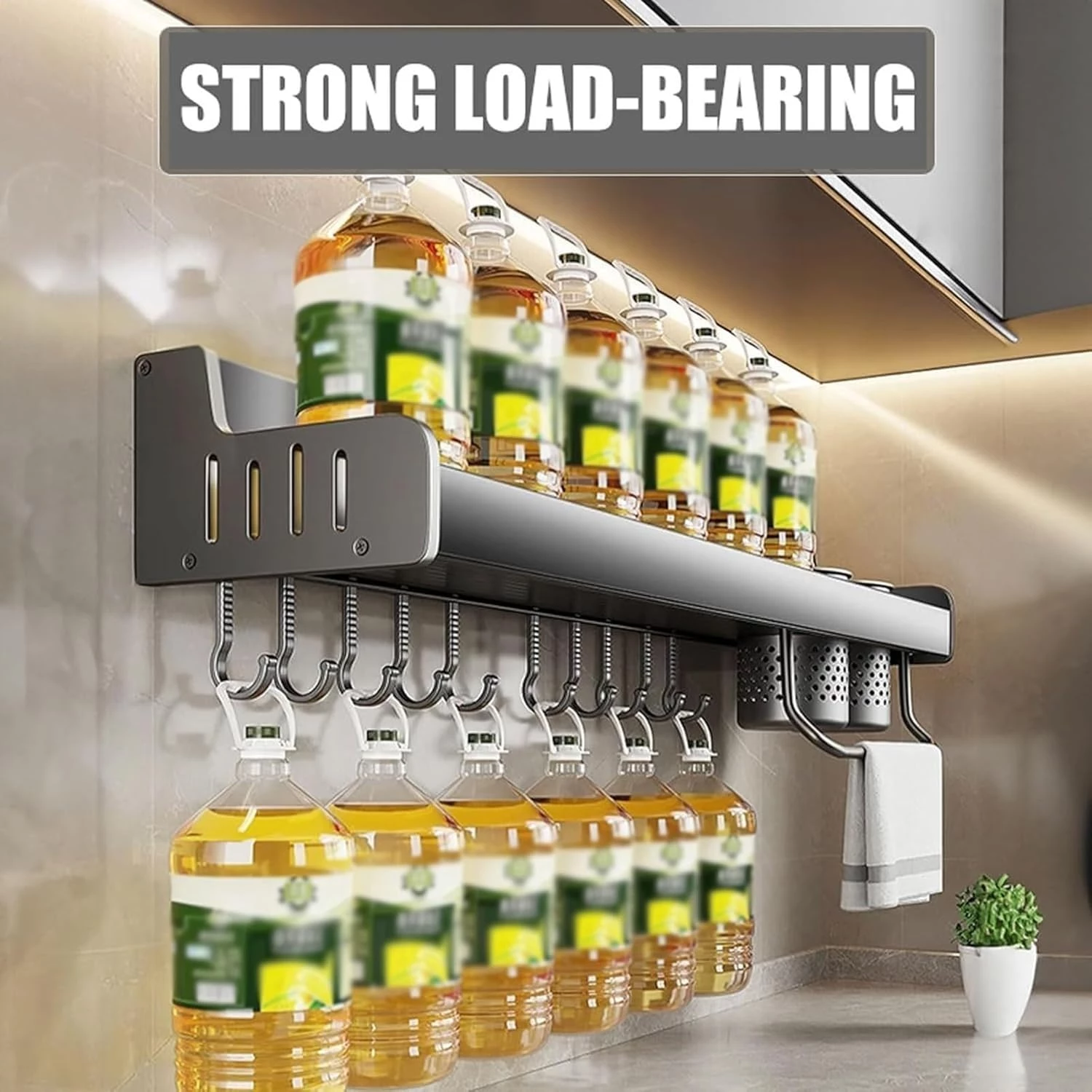 Wall-mounted stainless steel double-layer multifunctional kitchen spice rack