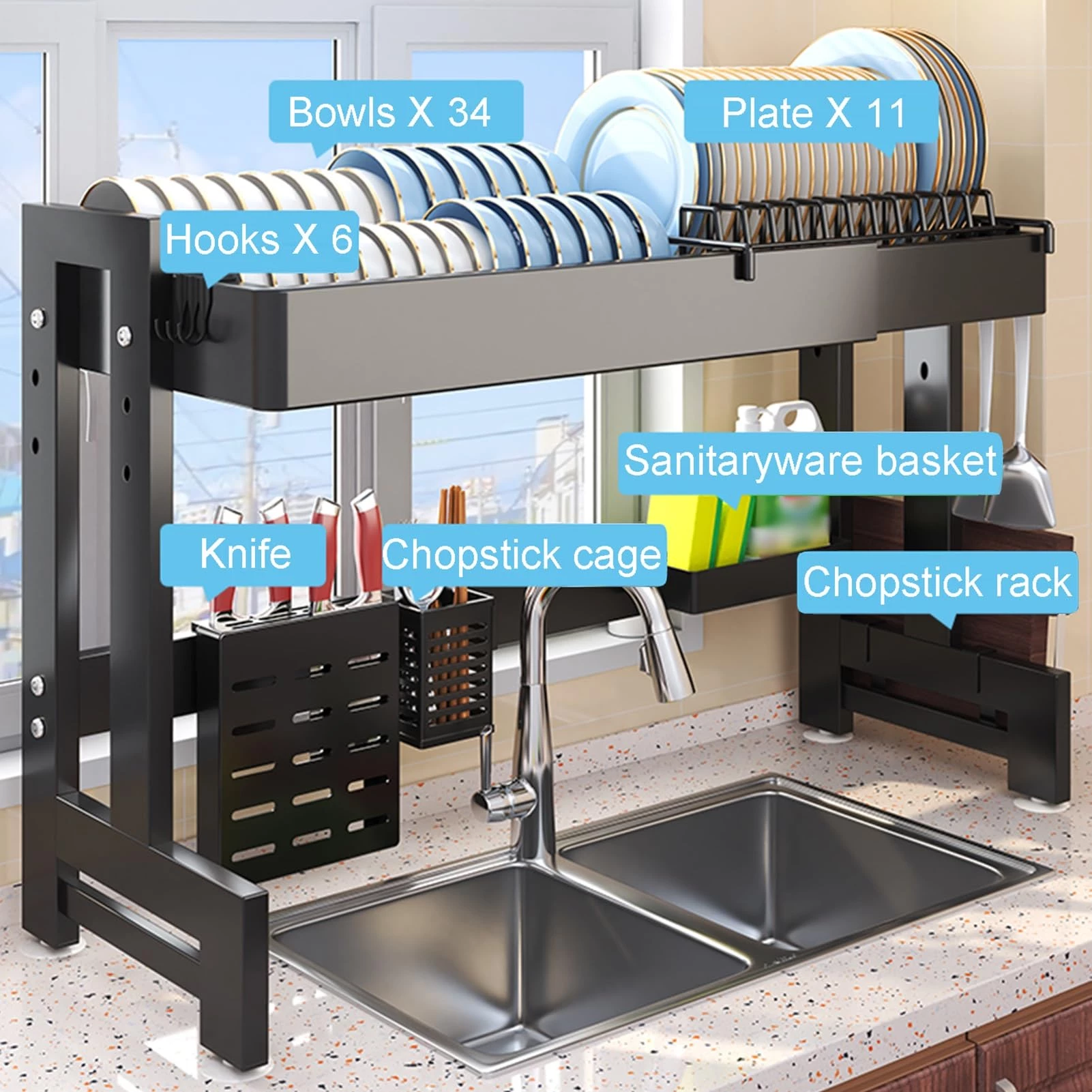 Over The Sink Dish Drying Rack