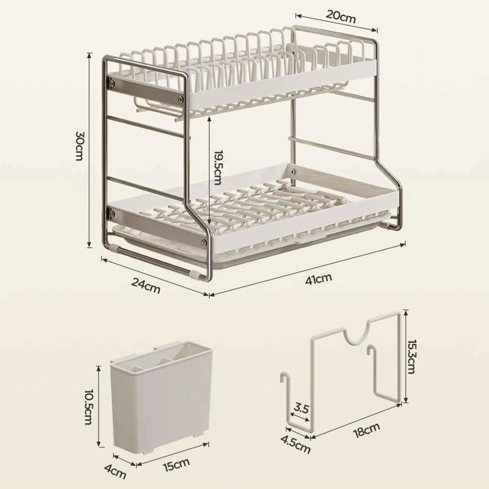 Dish drainer/dish drying rack with drip tray