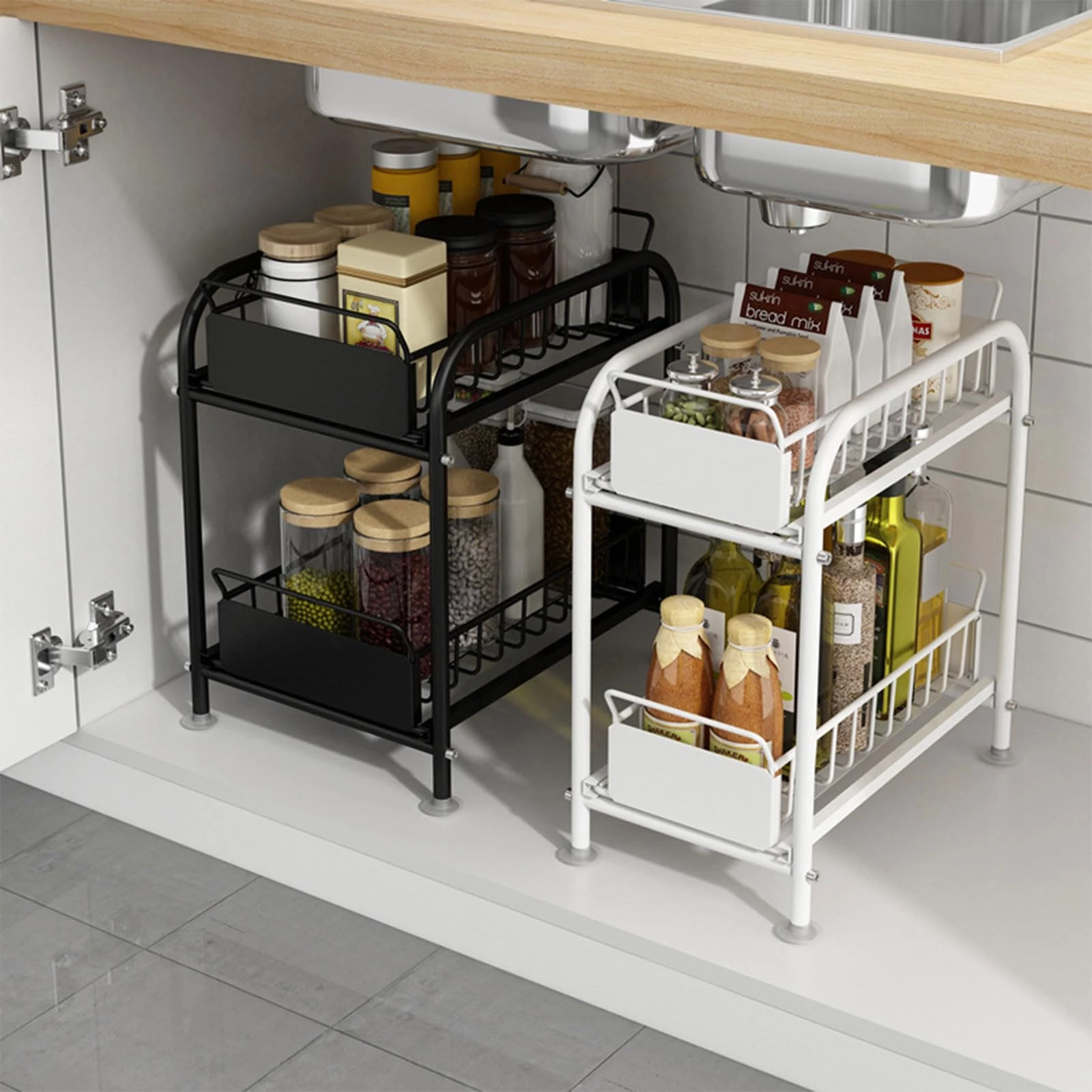 Pull-out under-sink storage basket/rack