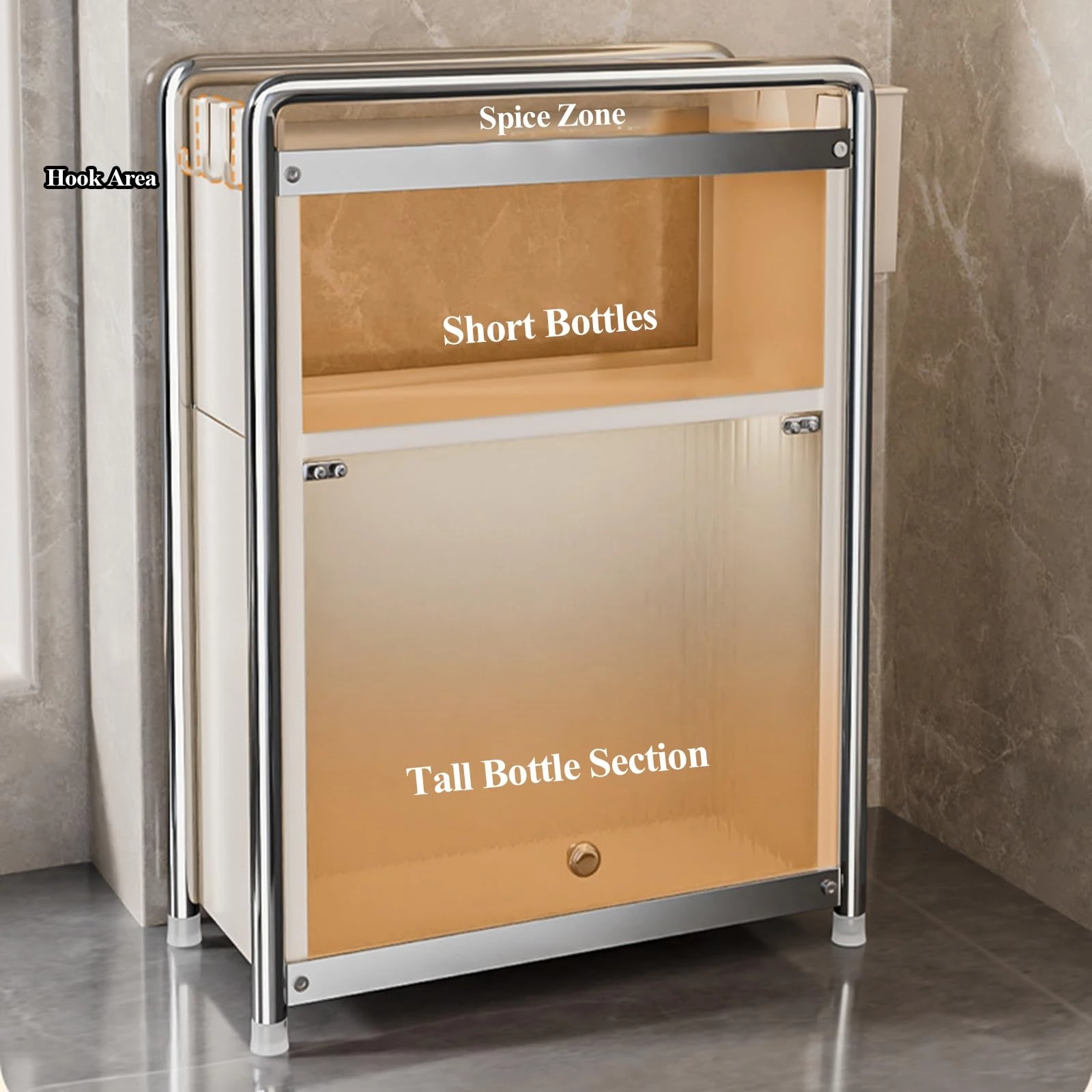 3-layer carbon steel storage rack for storing spice jars and cosmetics