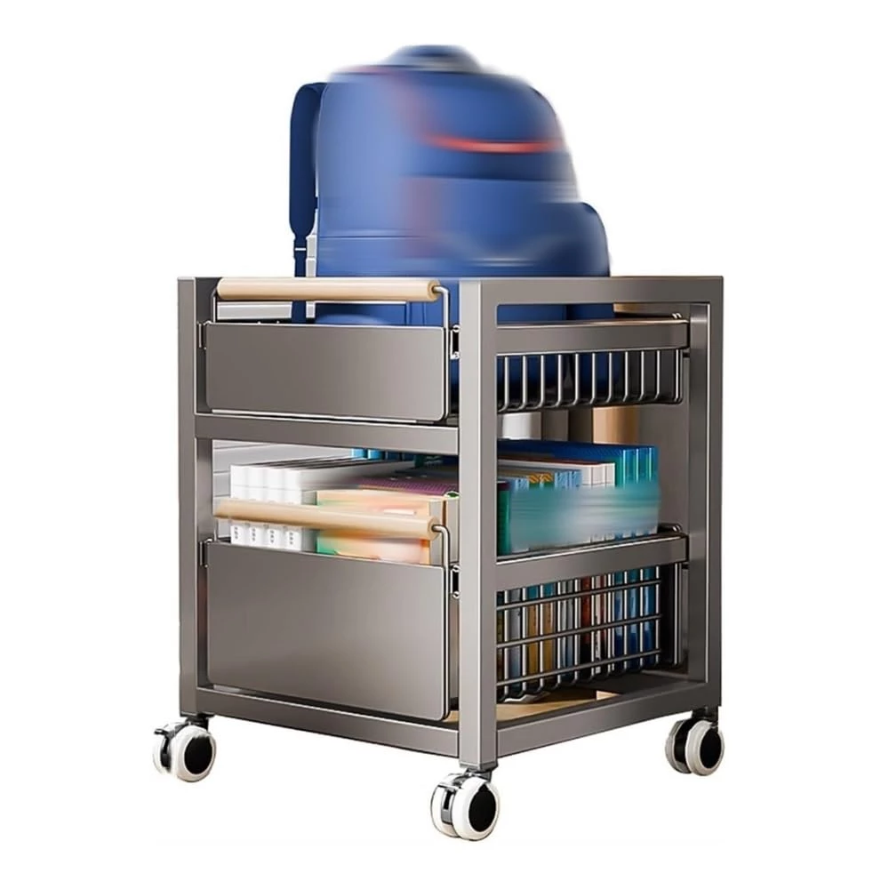 2-tier storage space removable roller metal storage rack
