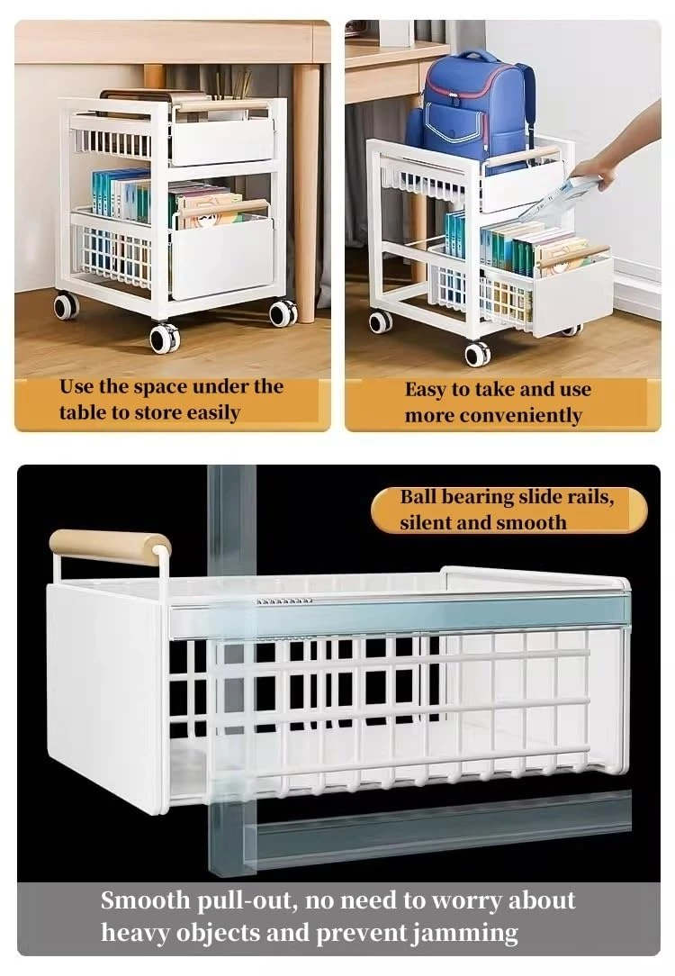 2-tier storage space removable roller metal storage rack