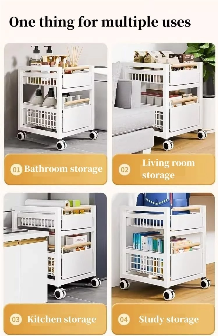 2-tier storage space removable roller metal storage rack