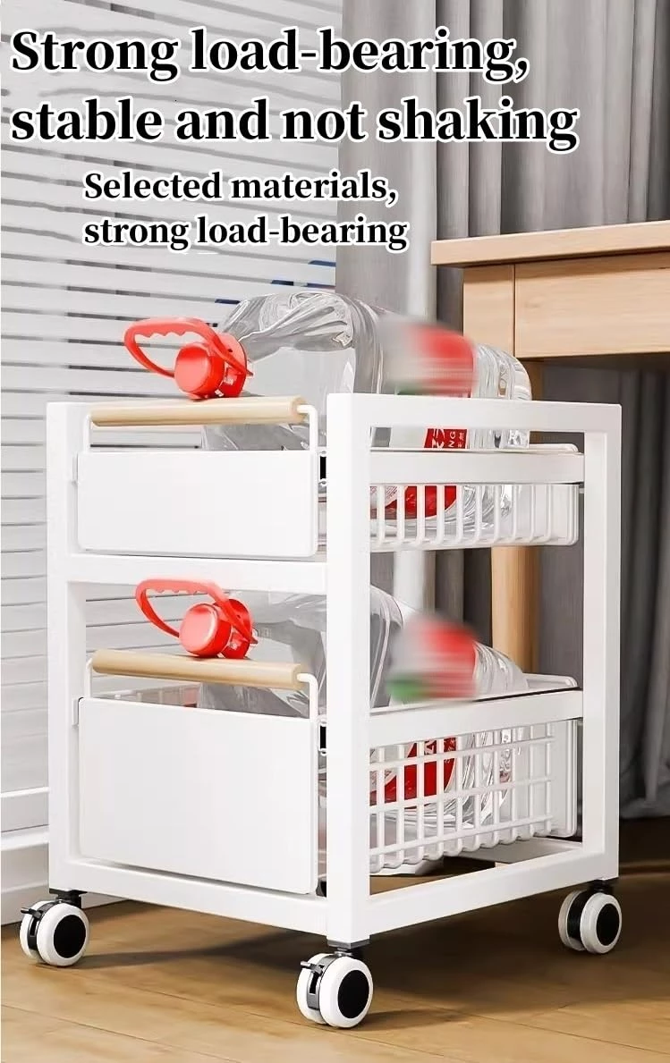 2-tier storage space removable roller metal storage rack